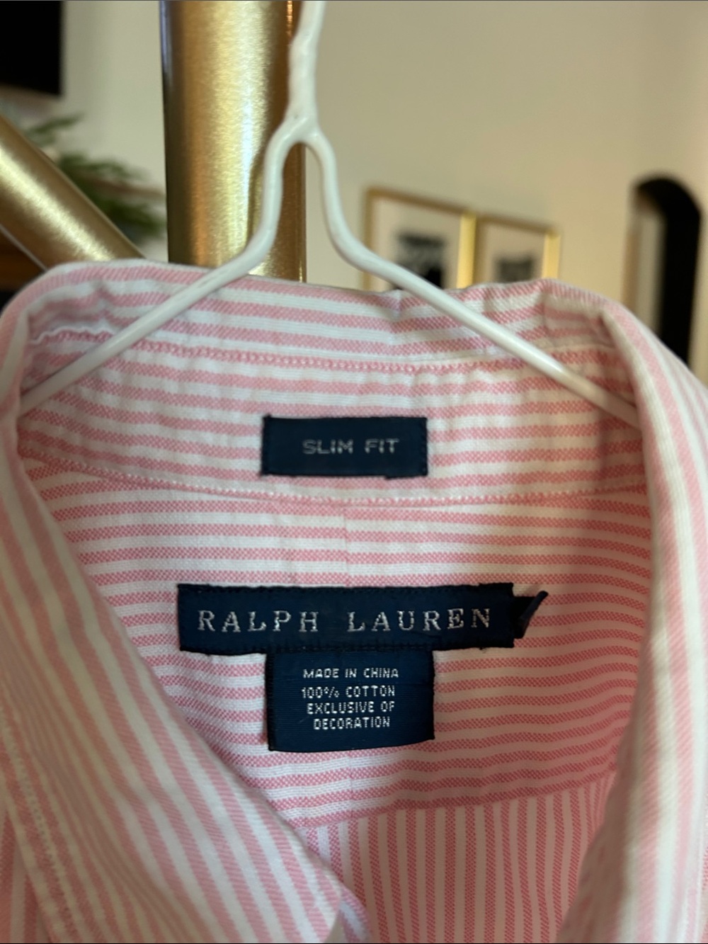 Ralph Lauren Women’s Pink Striped Slim Fit Oxford Button-Down Shirt - Picture 6 of 6